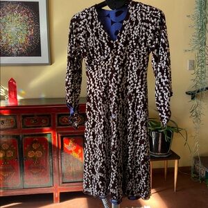 Women’s Brown & White Printed Wrap Dress
